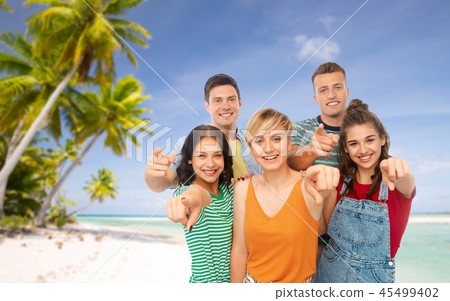 friends pointing at you over tropical beach friends pointing at you over tropical beach 45499402