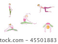 健康美容運動總結！伸展，腳，上半身，下半身，整個身體的插圖圖像 45501883