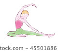 健康美容運動！伸展，腳，上半身，下半身，整個身體的插圖圖像 45501886