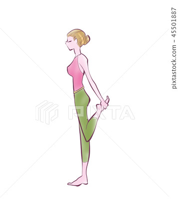 健康美容運動!伸展,腳,上半身,下半身,整個身體的插圖圖像 健康美容運動!伸展,腳,上半身,下半身,整個身體的插圖圖像 45501887