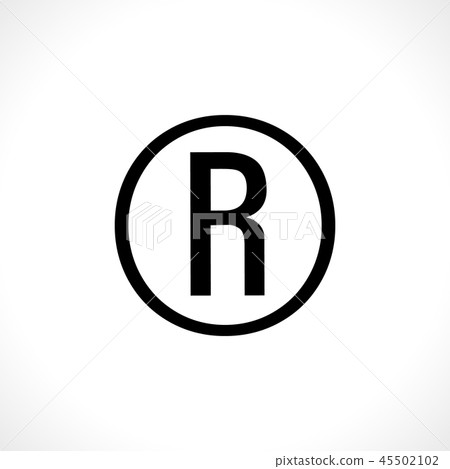 All rights reserved icon. R letter in a circle. 45502102