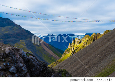 Traditional buddhist prayer flags  45502312