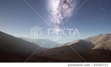 Milky Way stars above desert mountains 45502721
