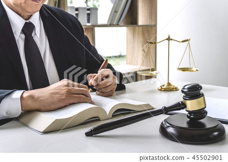 Law, lawyer attorney and justice concept, male lawyer or notary 45502901