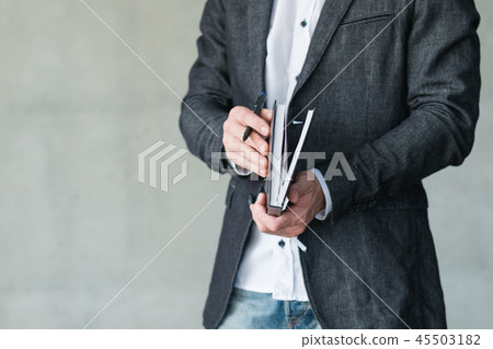 man open notepad agenda schedule business affair man open notepad agenda schedule business affair 45503182