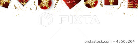 Banner with Christmas balls and stars. 45503204