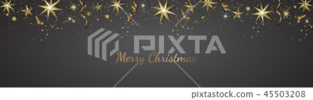 Banner with Christmas balls and stars. Banner with Christmas balls and stars. 45503208