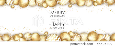 Banner with Christmas gold balls. Banner with Christmas gold balls. 45503209