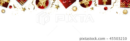 Banner with Christmas balls and stars. Banner with Christmas balls and stars. 45503210