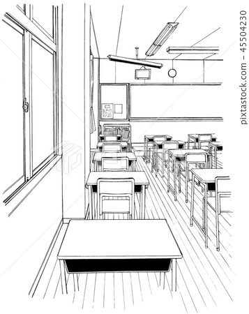 Cartoon style pen drawing illustration school Cartoon style pen drawing illustration school 45504230