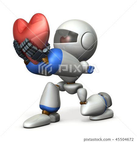 Kneeling, robot giving out heart Kneeling, robot giving out heart 45504672