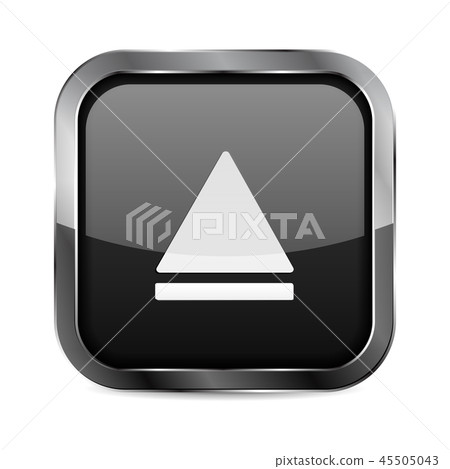 Up button. Black glass 3d icon with metal frame Up button. Black glass 3d icon with metal frame 45505043