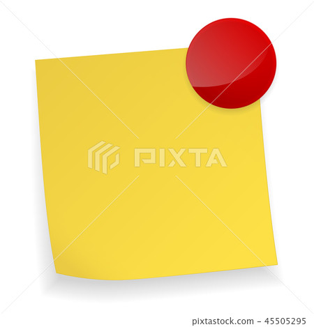 Yellow paper message with red pin 45505295