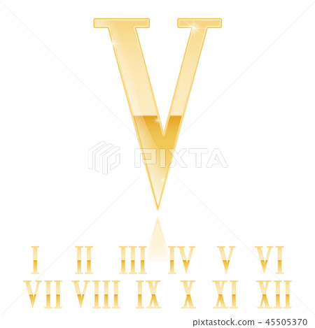 Roman numeral Five. Golden 3d sign Roman numeral Five. Golden 3d sign 45505370