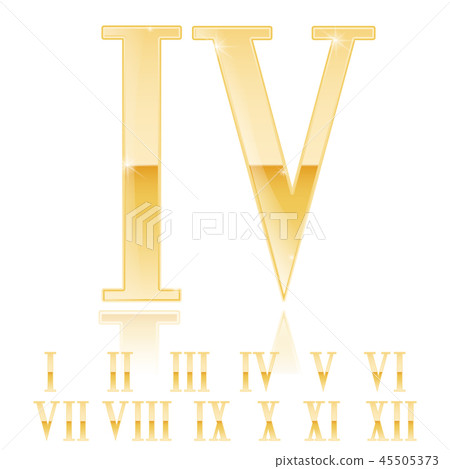 Roman numeral Four. Golden 3d sign 45505373