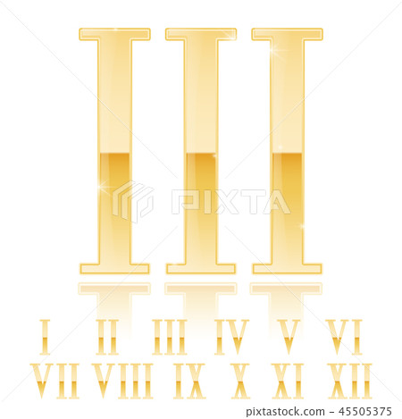 Roman numeral Three - Third. Golden 3d sign Roman numeral Three - Third. Golden 3d sign 45505375