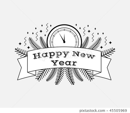 Vector Vintage Merry Christmas And Happy New Year 插圖素材 圖庫