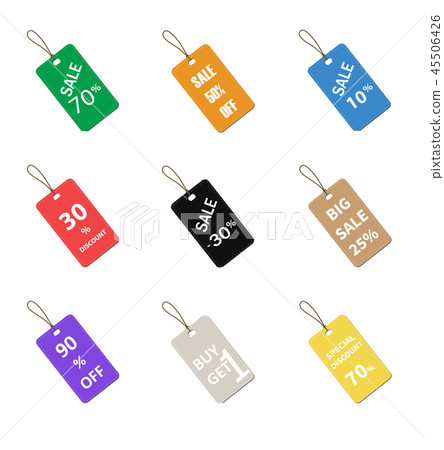 multicolor label tags set isolated on white multicolor label tags set isolated on white 45506426