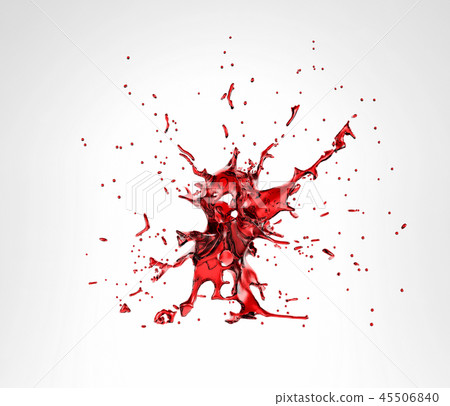 Beautiful splash of red juice or wine isolated on white background. 3d render 45506840