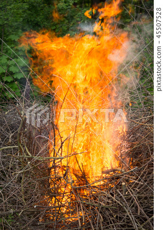 Bright big bonfire while burning a large number of Bright big bonfire while burning a large number of 45507528