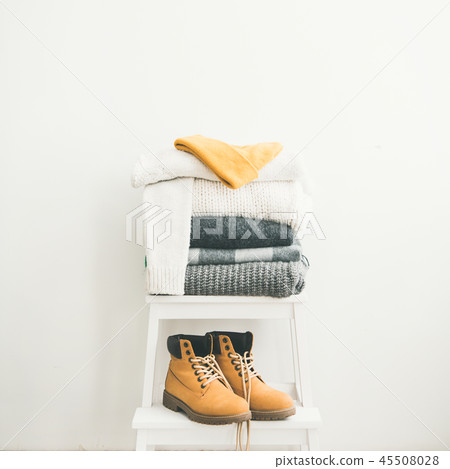 Warm clothing, blankets, boots and cap for winter, square crop Warm clothing, blankets, boots and cap for winter, square crop 45508028