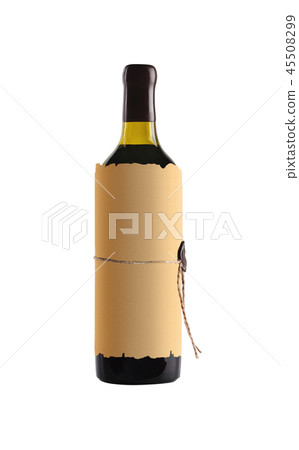 Red wine. Bottle of yellow glass. 45508299