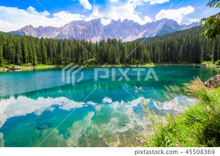 The Karersee, a lake in the Italian Dolomites 45508369