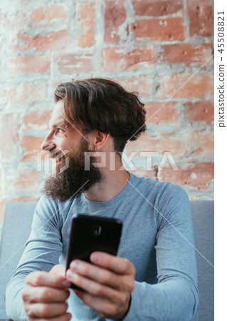 leisure lifestyle relaxation smiling man phone leisure lifestyle relaxation smiling man phone 45508821