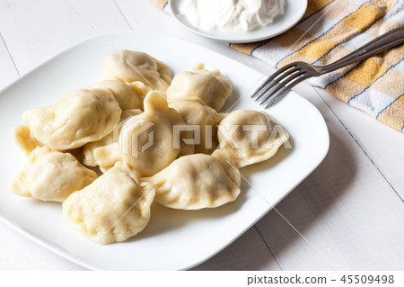 tasty Polish dumplings, "pierogi ruskie" 45509498