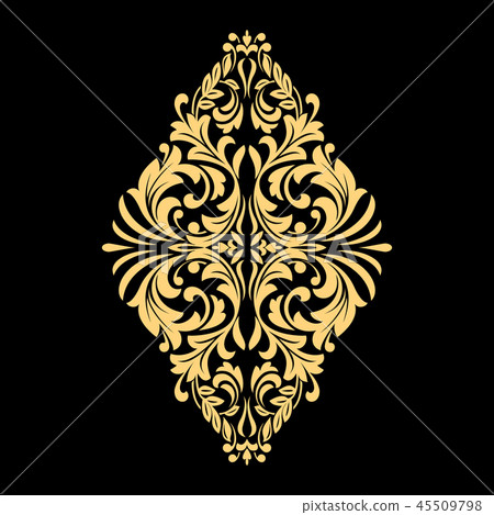 Golden pattern on a black background. Damask  45509798