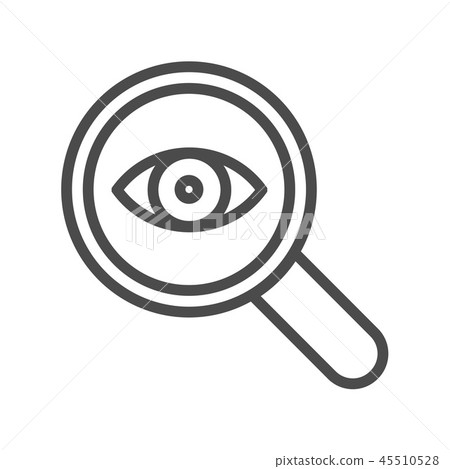 Magnifier with eye outline icon. linear style sign for mobile concept and web design. Eye test Magnifier with eye outline icon. linear style sign for mobile concept and web design. Eye test 45510528