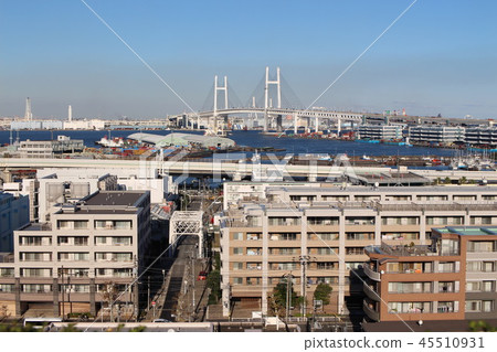 Yokohama Bay Bridge and Shin Yamashita District Yokohama Bay Bridge and Shin Yamashita District 45510931