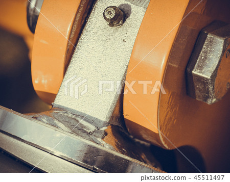 Detailed closeup of shock absorber, big snubber Detailed closeup of shock absorber, big snubber 45511497