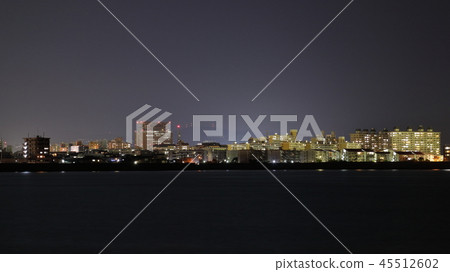 A night view of Kagoshima city seen over the sea 45512602