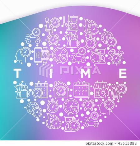 Time concept in circle with thin line icons - Stock Illustration ...