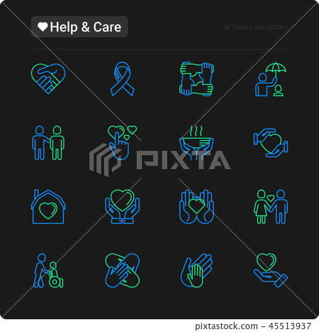 Help and care thin line icons set - Stock Illustration [45513937] - PIXTA