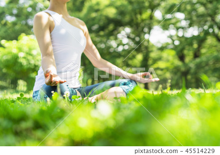公園冥想的女人 公園冥想的女人 45514229