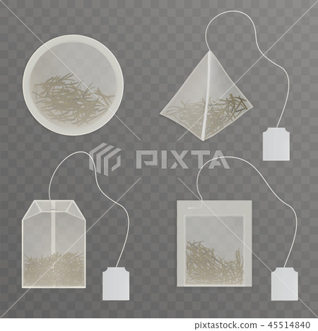 Teabags with blank tag realistic vector collection Teabags with blank tag realistic vector collection 45514840