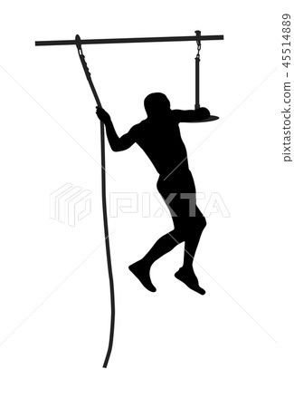 Black silhouette of a man overcoming the obstacle. 45514889