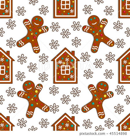 Gingerbread candy seamless pattern - Stock Illustration [45514898] - PIXTA