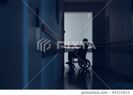 Woman is moving on pushchair in clinic Woman is moving on pushchair in clinic 45515015