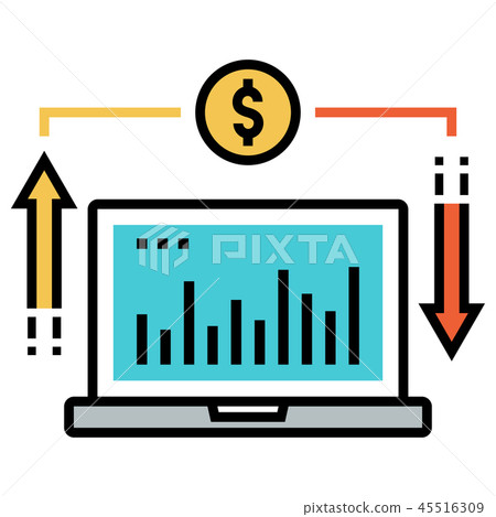 Online trading stock FlatOutline illustration Online trading stock FlatOutline illustration 45516309