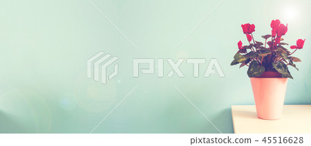 banner background with colorful flower pot and flowers, space for text banner background with colorful flower pot and flowers, space for text 45516628