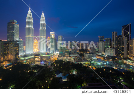 Kuala Lumpur skyline and skyscraper at night Kuala Lumpur skyline and skyscraper at night 45516894