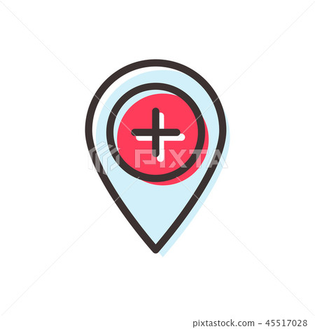 hospital map pin flat outline icon 45517028