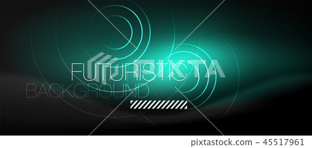 Dark abstract background with glowing neon circles 45517961