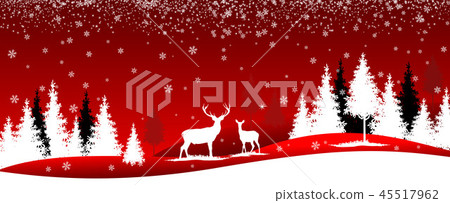 Winter forest, landscape, trees and deer Winter forest, landscape, trees and deer 45517962