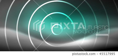 Neon circles abstract background, shiny lines 45517995