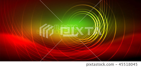 Neon glowing techno lines, hi-tech futuristic abstract background template with square shapes 45518045