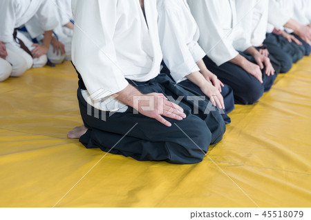 People in kimono and hakama on martial arts training People in kimono and hakama on martial arts training 45518079